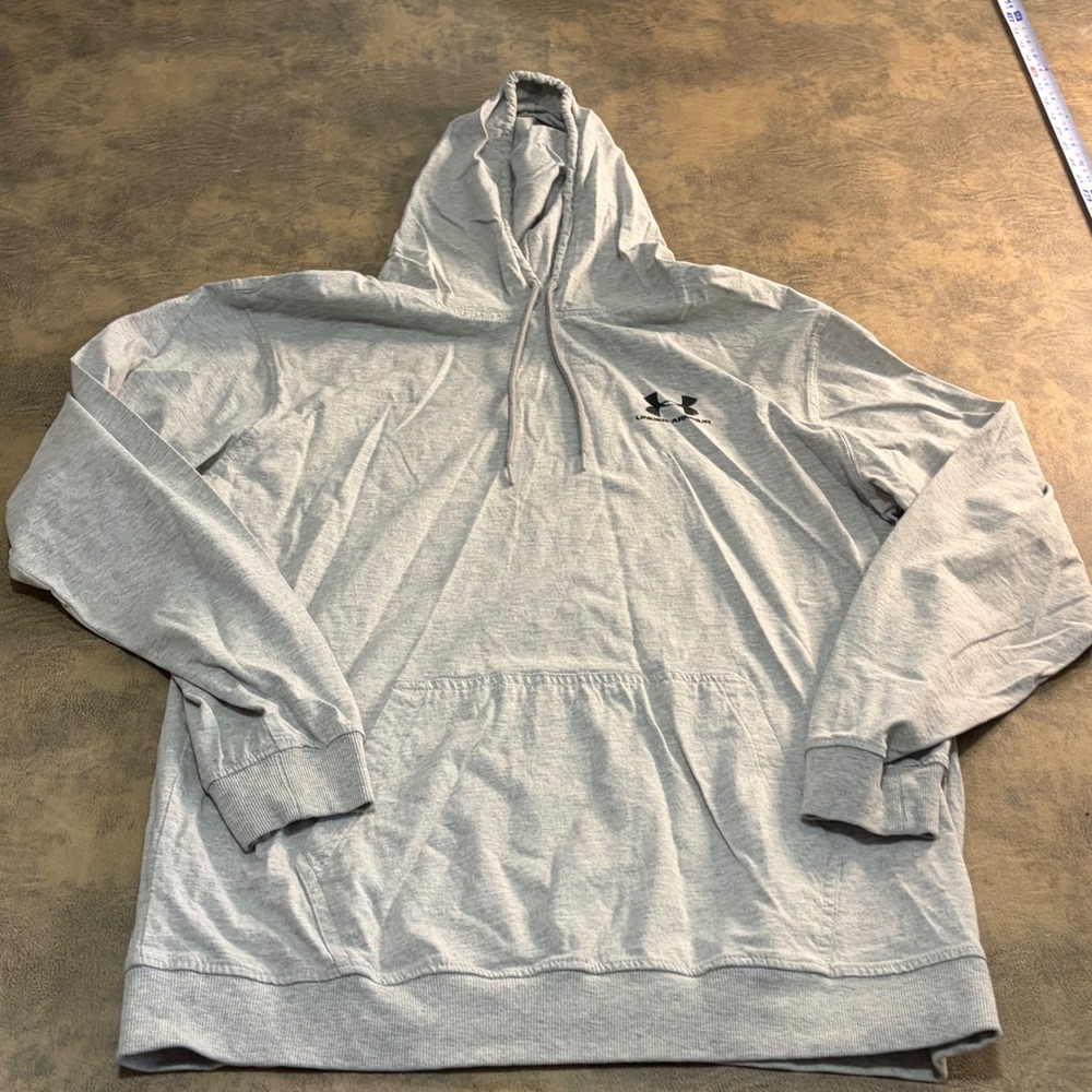 Under Armour Hoodie Mens XL Gray Cotton Lightweight Pullover Logo 2634